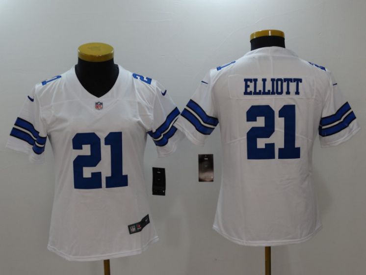 Women Dallas Cowboys #21 Elliott White Nike Vapor Untouchable Limited NFL Jerseys->->Women Jersey